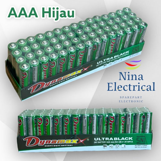 (60pcs) Baterai SNI Dynamax Hijau AA / AAA - Batre A2 / A3 Penonsing / Teknox